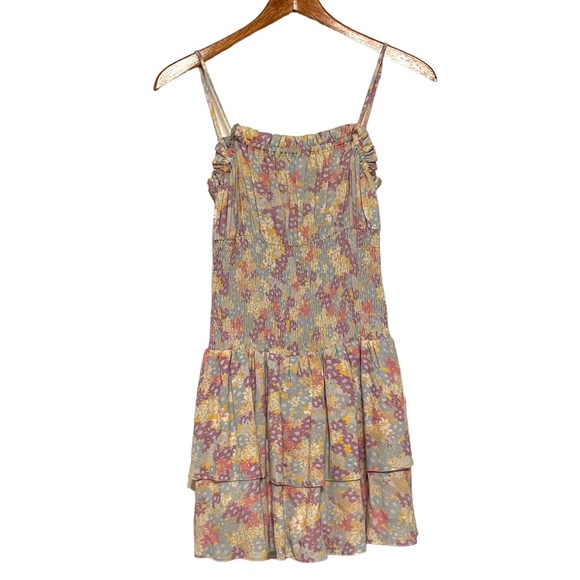 Rays‎ for Days NWT Lilac Bloom Floral Tiered Ruffle Romper Mini Dress Size S - Picture 1 of 7